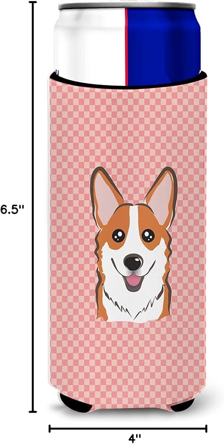 Checkerboard Pink Corgi Ultra Beverage Insulators for slim cans BB1254MUK