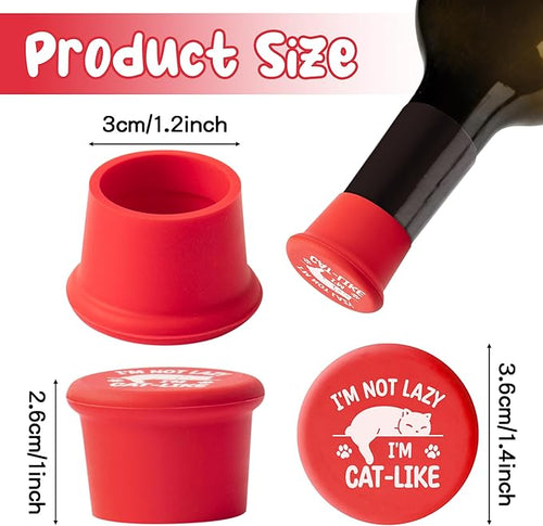 10Pcs Wine Stoppers Gift Set Funny Cats Silicone Bottle Covers Reusable Beverage Corks Strong Sealing Keep Wine Fresh Lady Man Liquor Accessories for Outdoor Picnics Weddings Barbecues Parties