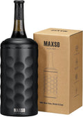 MAXSO Wine Chiller Bucket, Portable 750 ml Champagne & Wine Bottle Cooler Keep Wine & Beverages Cold, Stainless Steel Vacuum Insulated Wine Gifts for Wine Lovers - Black