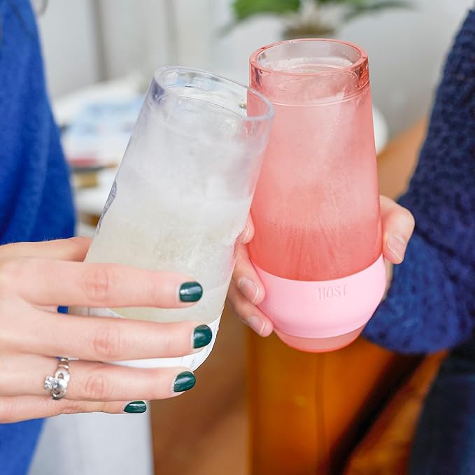 Host Freeze Insulated Champagne Glasses, Gifts for Mom, Home Bar Gifts for Women, Freezer Cooling Cups for Mimosas, Prosecco and Bubbly, Stemless Chilling Sparkling Wine Glasses, 9oz, Set of 2, Marble