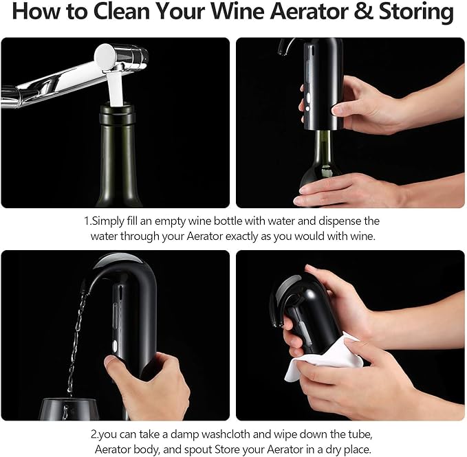Fathers Day Gift Electric Wine Aerator & Automatic Wine Dispenser – 1-Button Instant Aeration, Decanter Wine Pourer for Red & White Wine, USB Rechargeable Wine Accessories – Best Wine Gift for Men