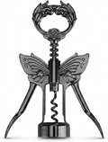 Wine Opener, 3 in 1 Zinc Alloy Premium Wing Corkscrew Wine Bottle Opener with Multifunctional Bottles Opener and Serrated Foil Cutter for Wine and Beer (Black)