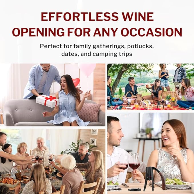 Forge Quality Compact Vertical Lever Corkscrew Wine Opener with Foil Cutter. 3 Seconds to Open a Bottle of Wine. Black.