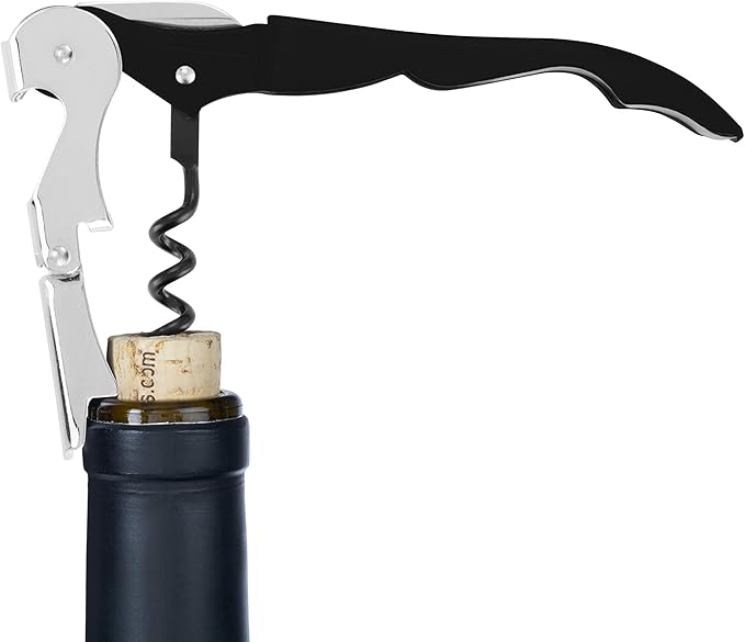 True Truetap Double Hinged Waiter's Corkscrew Wine Opener, Stainless Steel Wine Bottle Opener with Foil Cutter, Home Bar Tools, Bar Cart Accessories, Wedding Gifts, Set of 1, Black