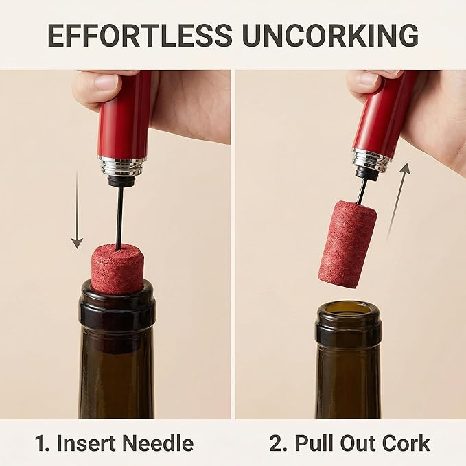 Wine Air Pressure Pump Bottle Opener With Cutting Wine Bottle Foil Knife, Efficient Corkscrew Bottle Opener,Easy Screw Out Tool,Great For Wine Lovers,Perfect Wine Gift. (red), small