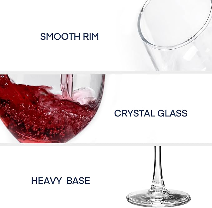 UMEIED All Purposed Wine Glasses Set of 12, Classic Wine Glasses for Red White Wine, Dishwasher Safe, Clear