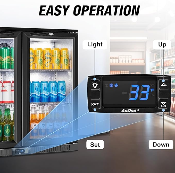 Beverage Refrigerator Under Counter, Back Bar Cooler with 2 Glass Door, Commercial Display Fridge 35.42 Inch Wide 7.4 Cu.Ft, Drink Fridge for Beer Soda Wine, Beverage Cooler for Kitchen Shop Bar