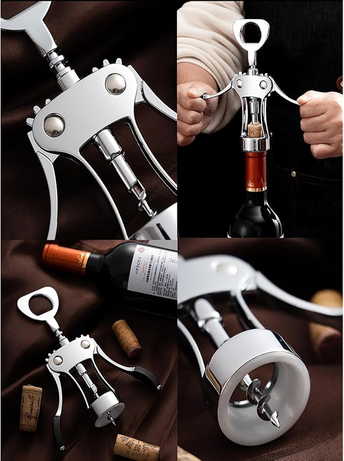 Wine Opener Set, Heavy-Duty Zinc Alloy Wing Corkscrew with Foil Cutter, Vacuum Stopper and Wine Aerator Pourer, Multifunctional Bottle Opener for Kitchen, Bar, Restaurant, Bartender, Perfect Wine Gift