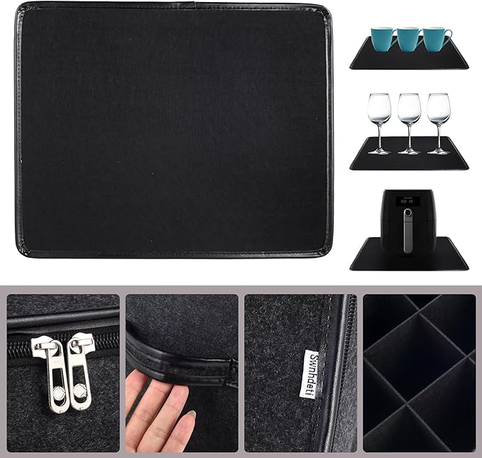 2 Pack Glass Storage Box with Dividers for Mugs & Glassware Coffee Cup Kit Stemware Storage Containers for Packing and Moving 12 Crystal Glassware, Wine Glasses, Drinkware (Gray)