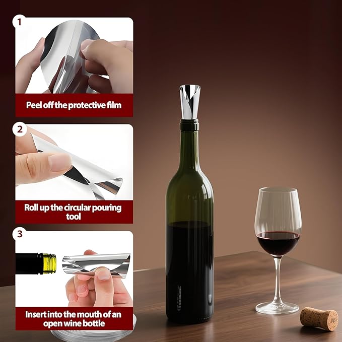 50Pcs Disposable Wine Pourer Discs, 3Inch Anti-Drip Liquor Pour Spouts for Wine & Liquor Bottles, No-Rinse Single-Use Design Avoids Cross-Flavors