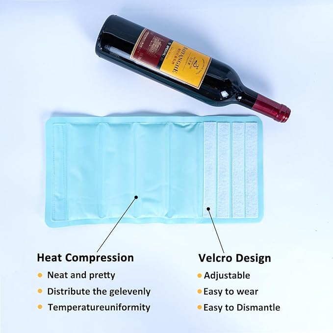 Ice Wine Sleeve, Ice Wine Sleeve, Wine Cooler, Wine Bottle Cooler, for Red and White Champagne or Sparkling Wine. Gel cooled bracket Freestanding carrier cooled, mint green
