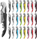 24 Pack Colorful Corkscrew Wine Openers Upgraded Heavy Duty Stainless Steel Wine Opener Bulk Double Hinged Wine Key for Serves Waiters Bartenders Party Wine Opener Favor (Colorful)