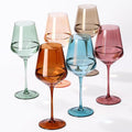 Colored Wine Glasses Set of 6, Handblown Colored Wine Glasse,Coloful Glassware,17OZ for Red or White Wine,Wedding Gift, Anniversary, Christmas, Birthday Wine Glass,Mothers Day Gifts,Gifts for My Wife