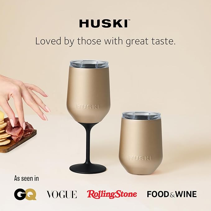 Huski Wine Tumbler 2.0 | NEW | Award-winning Design with Detachable Stem | Premium Stainless Steel Wine Glass with Lid | Triple Insulated Tumbler | 12oz Capacity | Great Gift (White)