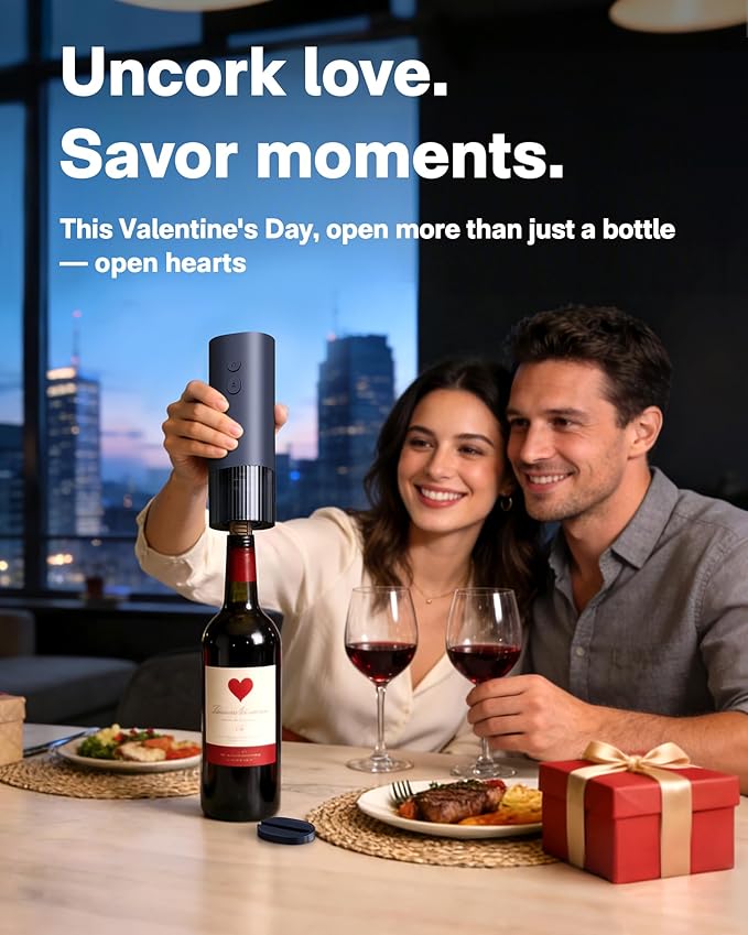HOTO Electric Wine Opener, Automatic Bottle Opener with Foil Cutter, Uncorks 170+ Bottles, 10s Instant Opening, Battery Operated Corkscrew Wine Opener, Perfect Ideal for Wine Lover Wedding Party Home