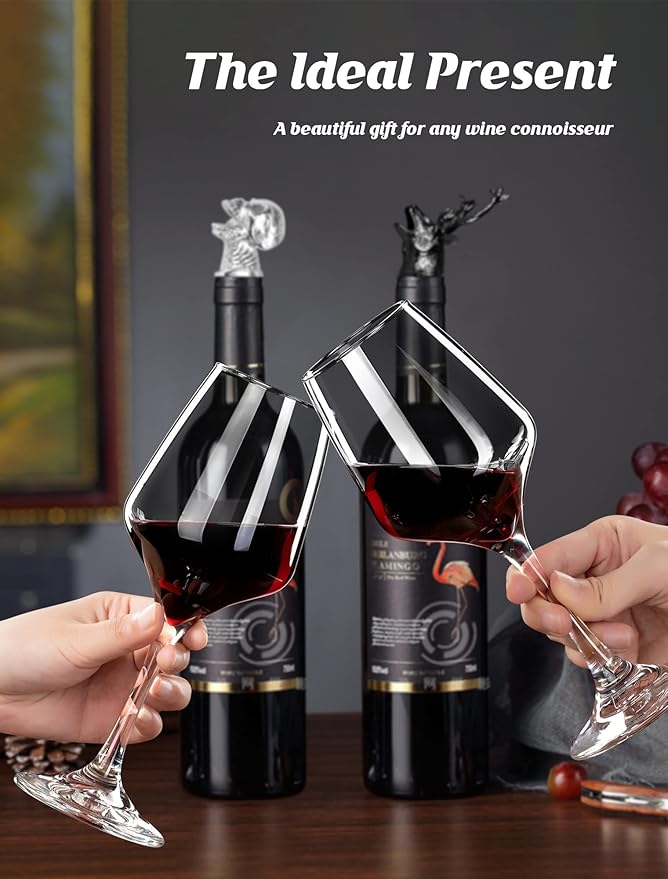 Deer Stag Head Wine Aerator Pourer Spout, Elk Olive Oil Liquor Bottle Decanter, Dark Grey Plated Creative Gifts for Alcohol Spirits Whiskey