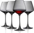 PTSTING Wine Glasses 15.5oz Grey Wine Glasses Set of 4 Burgundy Wine Glasses for Wine Tasting, Wedding Gift, Anniversary, Christmas, Birthday