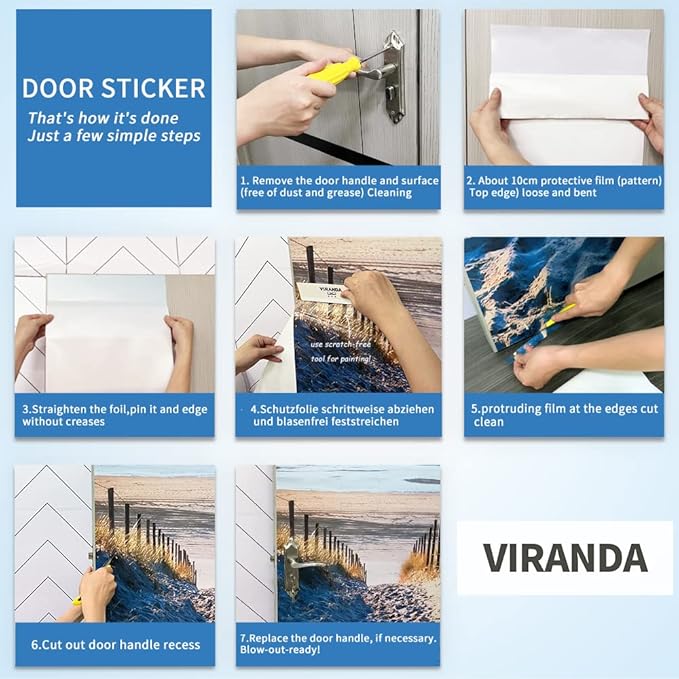 3D Peel and Stick Murals - Three-dimensional Wallpaper - Self-adhesive Removable PVC Waterproof Door Poster for Bedroom Living Room Wall Decoration 31.5 x 78.7 inch