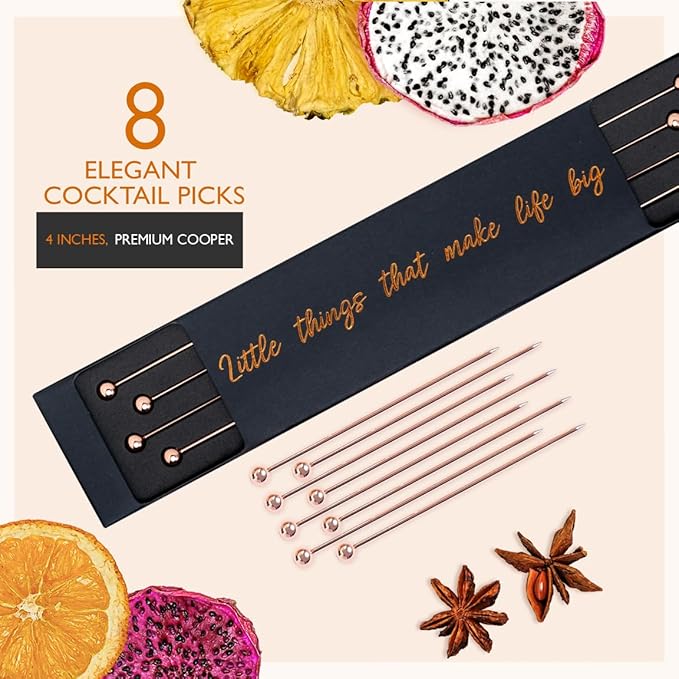 Cocktail Garnish, PREMIUM GIFT SET, with COCKTAIL PICKS I 100% Natural Dehydrated fruits I Home Bar, Barware, Hosting Men Women Corporate Holiday Bar Gift -Medium (70 slices + 8 picks)