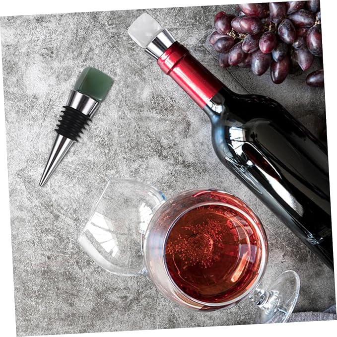 2pcs Cork Beverage Lids Wine Covers for Wine Bottles Keeping Fresh Bottle Tops Electric Tote Wine Cooling Stick Holders Drink Bottle Openers Tumbler Green Crystal Agate Jade