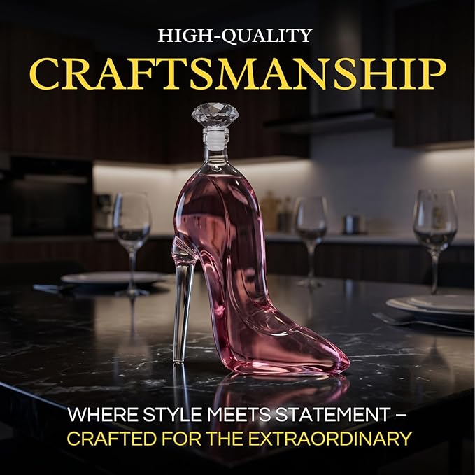 Heel Stiletto High Heels Whiskey and Wine Decanter - Elegant Decanter with Stopper for Liquor, Bourbon, Tequila - Unique High Heel Design, Present Gift for Women, Copyrighted Design, Stylish Barware