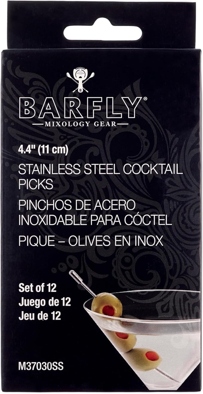 Barfly Grooved Top Cocktail Picks, Stainless Steel