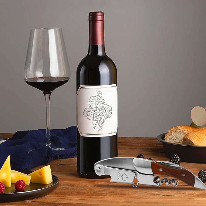 Waiter Corkscrews, Manual Wine Opener with Foil Cutter, Bottle Opener, All-in-One Stainless Steel Cap Remover Rosewood Handle, Waiters Friend, Wine Key for Sommelier, Bartender and Servers
