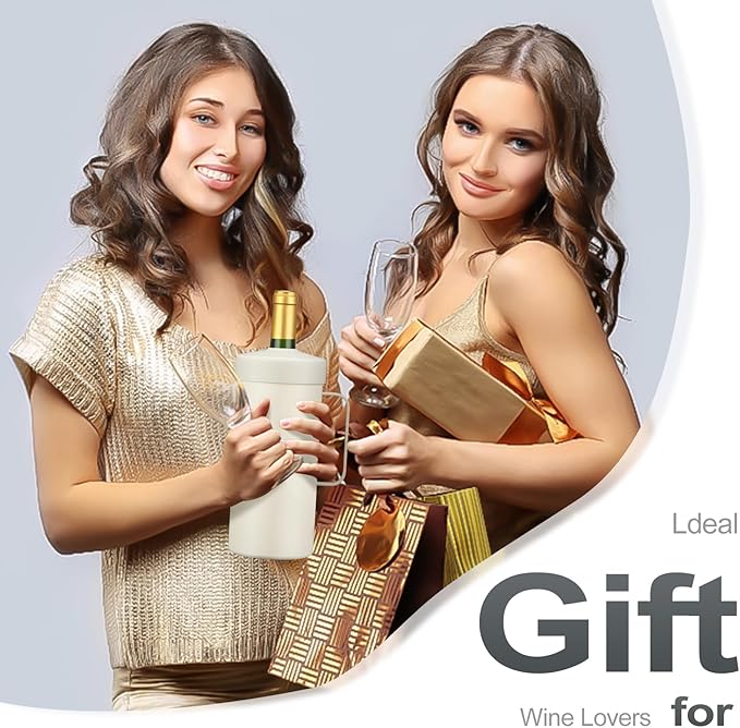 Wine Bottle Chiller with Handle | Portable Rapid Cooling Champagne Insulator | Stainless Steel Wine Cooler Sleeve | Ideal Gift for Wine Lover | | Perfect for Dinner Parties & Outdoor Picnics