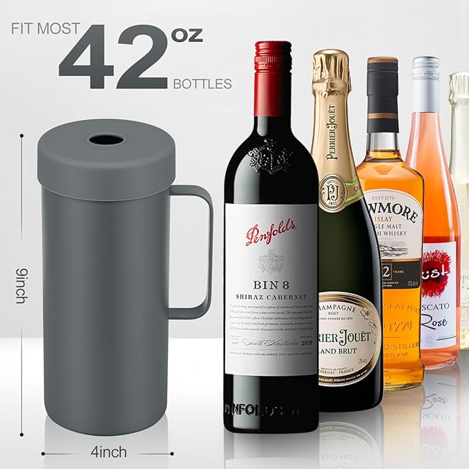 Wine Bottle Chiller with Handle | Portable Rapid Cooling Champagne Insulator | Stainless Steel Wine Cooler Sleeve | Ideal Gift for Wine Lover | | Perfect for Dinner Parties & Outdoor Picnics