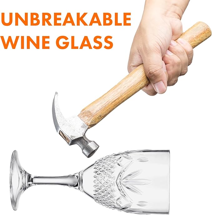 Shatterproof Tritan Stemmed Fancy Wine Glasses Goblets, Resalable | 4 Set | Clear Colors Crystal Glass Lookalike Crystal Acrylic Drinkware, Reusable Unbreakable BPA-free plastic, Outdoor & Indoor 11OZ