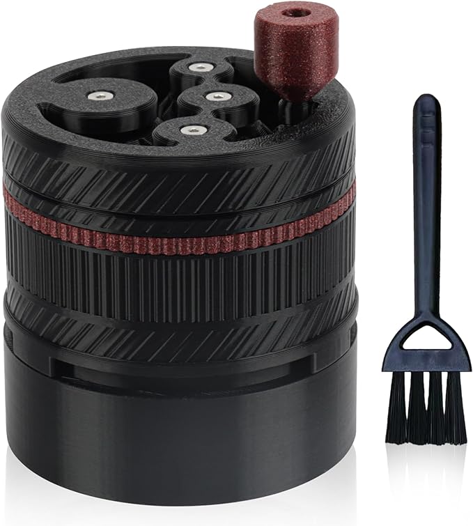 ShanSon WDT Espresso Tool with Brush Base Coffee Powder Distributor Needle WDT Tool for Barista Coffee Bar Espresso Distribution Tool,54mm,Black&Wine Red
