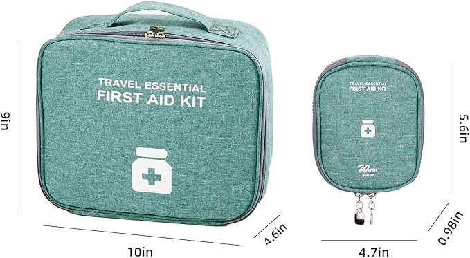 TOPASION Empty First Aid Bags, Travel Medicine Bag, Medical Supplies Organizer Bag, Portable Kit for Traveling, Car, Home, Camping, Office, Hiking, Outdoor (Cationic Green)