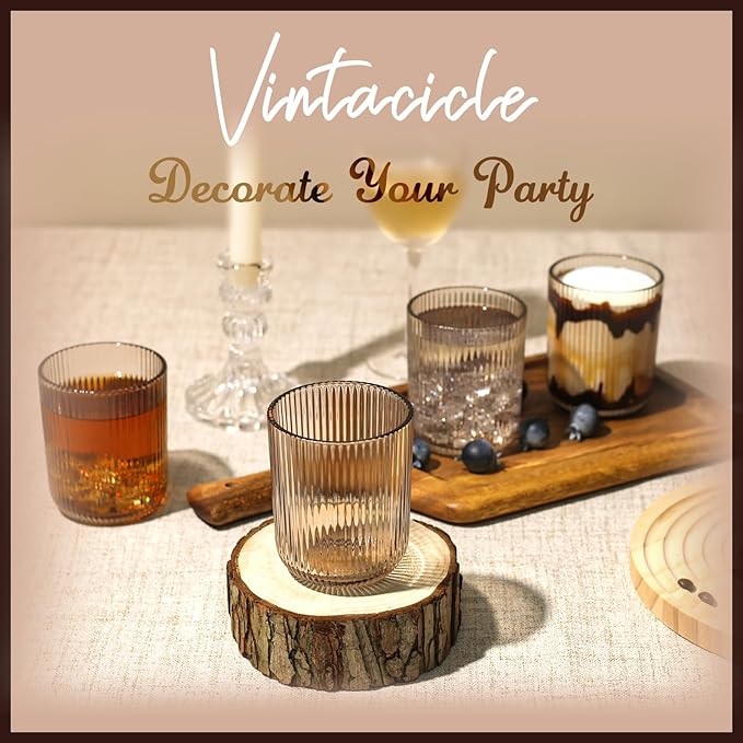 8.5 oz Drinking Glasses, Smoky Gray Highball Glasses Set of 6, Ribbed Glassware Glass Cups, Water Glasses for Juice, Iced Coffee Cups, Cocktail Glasses