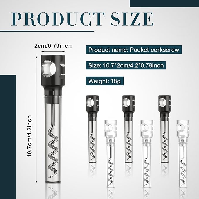 Patelai 6 Pcs Travel Pocket Wine Corkscrew Bulk Portable Wine Opener Plastic Cork Opener Mini Camping Cork Screw for Waiter Corkscrews Restaurant Bottle Camping Travel Gift(Black,White)