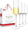 Crystal Champagne Flutes Glass Set of 4, Hand Blown Sparkling Champagne Glasses 7OZ, Premium Clear Mimosa Glasses with Long Stem, Unique Champagne Gift for Wedding, Engagement Gift