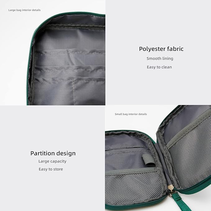 TOPASION Empty First Aid Bags, Travel Medicine Bag, Medical Supplies Organizer Bag, Portable Kit for Traveling, Car, Home, Camping, Office, Hiking, Outdoor (Oxford Green)