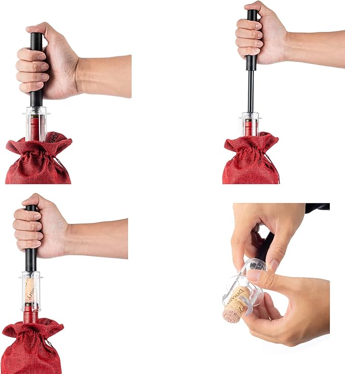 Amazingly Simple Wine Opener with Foil Cutter Gift Set for Wine Lovers | Wine Pump Air Pressure Wine Bottle Opener Easy Cork Remover Corkscrew | Wine Bottle Openers (Black, 1)