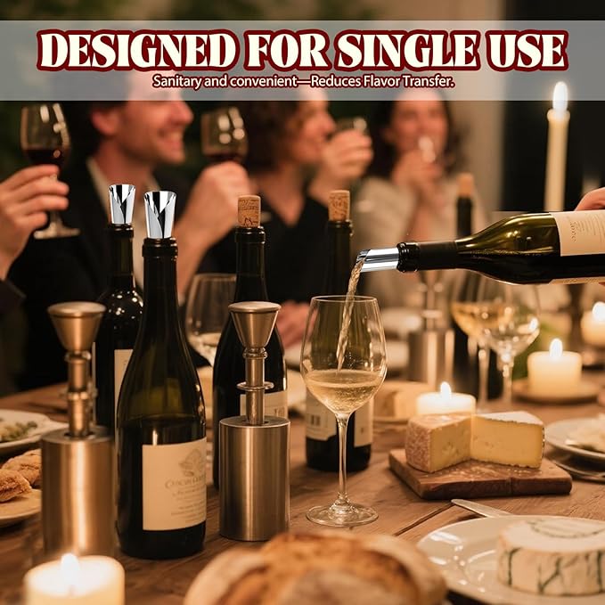 100Pcs Disposable Wine Pourer Discs, 3Inch Anti-Drip Liquor Pour Spouts for Wine & Liquor Bottles, No-Rinse Single-Use Design Avoids Cross-Flavors