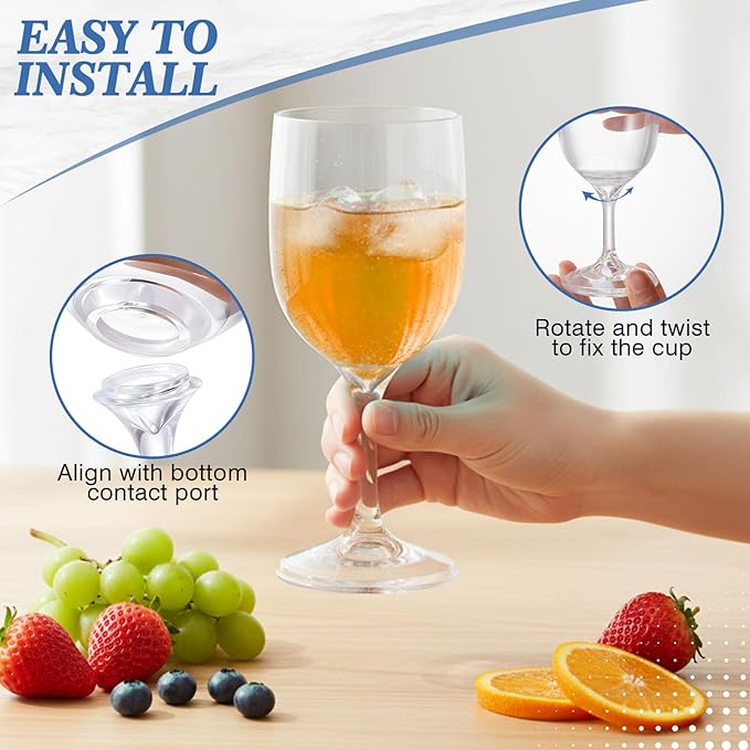 Remerry 4 Pack Unbreakable Wine Glass - Travel Detachable Clear Wine Glass, Plastic, Foldable, Portable, Collapsible, Outdoor, Camping, Picnic