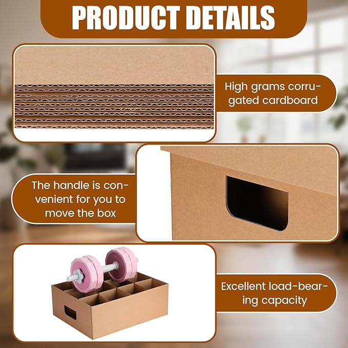 MotiMind 4 Pack Dish Mug Moving Boxes with Divider Kits Included 2 Dish Glass 15 x 12 x 10 Inch and 2 Mug 17 x 13 x 6 Inch Kitchen Moving Boxes with Handle Packing Box for Glassware