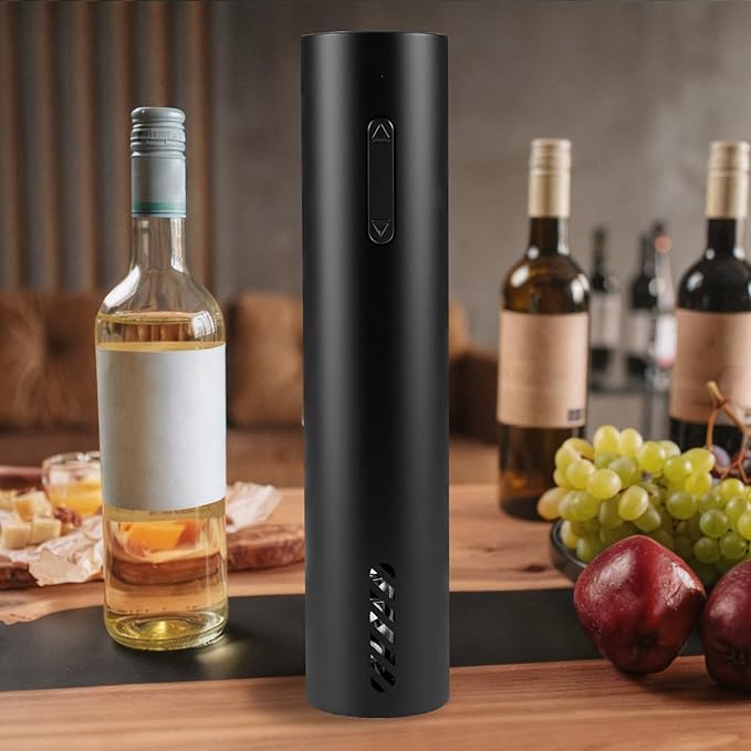 Electric Wine Opener, Rechargeable Battery Operated Wine Bottle Opener with Foil Cutter, One-click Corkscrew Remover for Home, Kitchen, Party, Wedding - Black