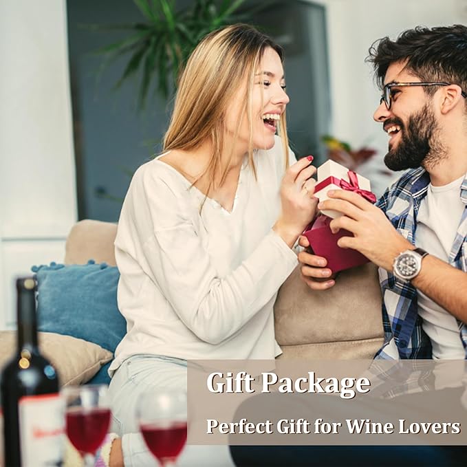 Wine Bottle Corkscrew Opener, Vertical Lever Corkscrew 5-Piece Set, Manual Vertical Design, Includes Wine Foil Cutter, Extra Spiral, Wine Pourer and Wine Stopper, Elegant Gift Box, Red