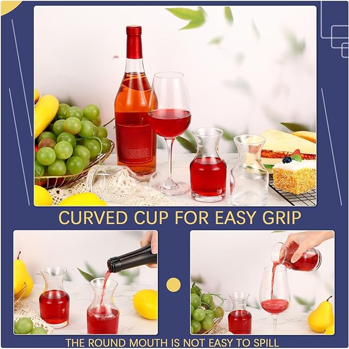 Remagr 12 Pack Single Serving Wine Carafe Glass Small Mini Carafe Individual Wine Refill Decanter for Dinner Parties Tastings Bars Restaurants (7.7 oz)