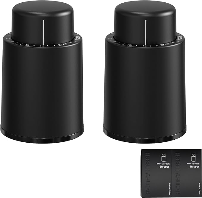 Wine Stoppers Vacuum, Reusable Silicone Wine Bottle Stopper Wine Saver Wine Preserver with Date Dial, Best Christmas and Birthday Gifts - 2 Pack
