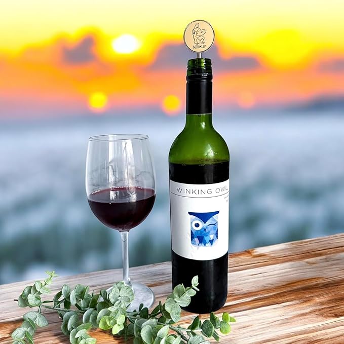 Jazzy Jade Designs Funny Corgi/Dog Wine Stopper – “Bottoms Up!” Cute Laser Engraved Zinc Alloy & 100% Food-Grade Rubber Bottle Stopper – Novelty Wine Gift for Dog Lovers, Made in USA