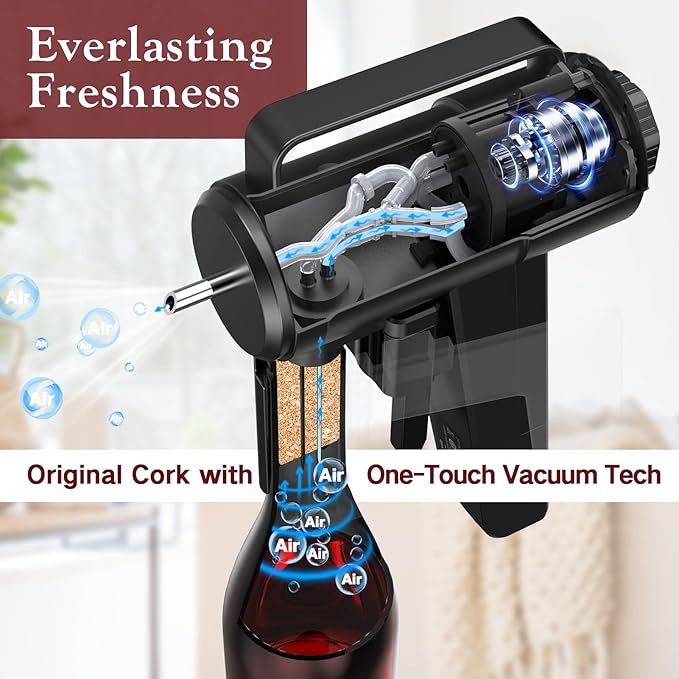 Revolutionary Wine Preservation System & Electric Opener: Built-In Aerator, 5-Week Vacuum Saver, and Precision Wine Dispenser | Luxury Wine Accessories for Discerning Wine Lovers