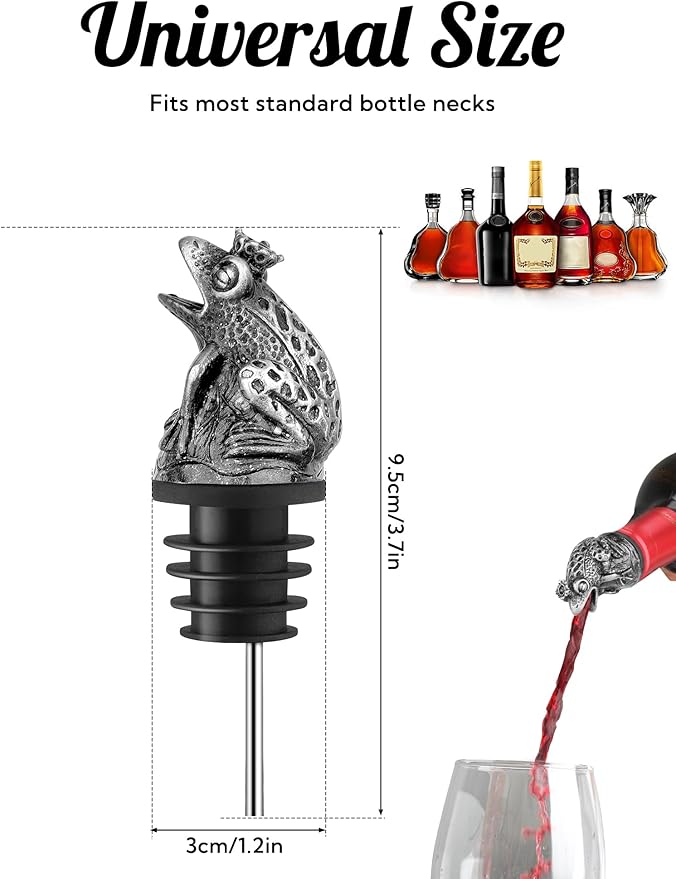 Animal Wine Pourer Spout, Drip Free Bottle Pourer & Stopper for Wine and Liquor Bottles, Funny Gift for Men, Dad, Hostess and Housewarming, Bar Cart Accessory for Holiday Party Decor, Multiple Animal