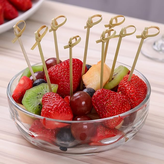 100 PCS Cocktail Picks, 4.7 Inch Toothpicks for Appetizers, Natural Bamboo Knot Skewers, Mini Food Sticks, Fancy Tooth Picks for Drinks,Fruit,Charcuterie,Cocktail Garnish Accessories, Party Supplies