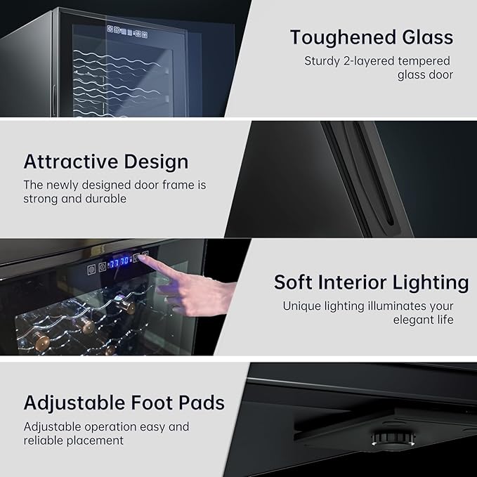 KingChii 80 Bottle Wine Cooler Refrigerator - Intelligent Digital Control Wine Fridge, Low Noise Operation, Freestanding Wine Refrigerator for Kitchen and Home