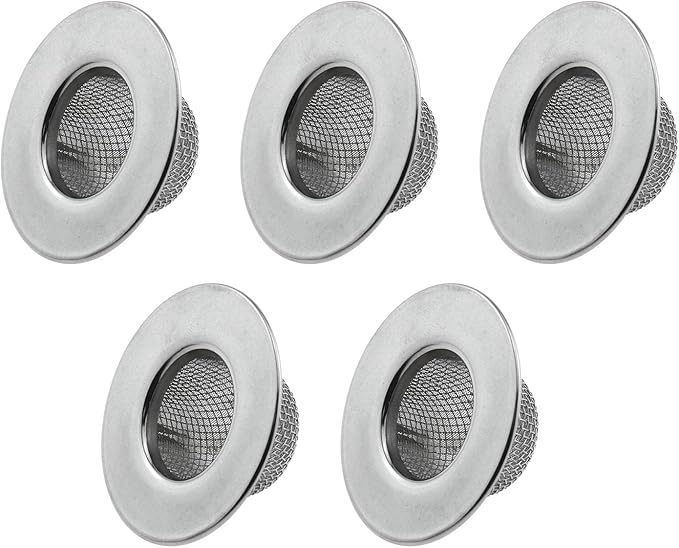 5PCS Stainless Steel Wide Rimmed Double Layer Strainer with Edge Cocktail Smoking Filter Accessories 1.89 x 0.98 x 0.78 inches Silver For Fruit Tea Ice Cube Strainer
